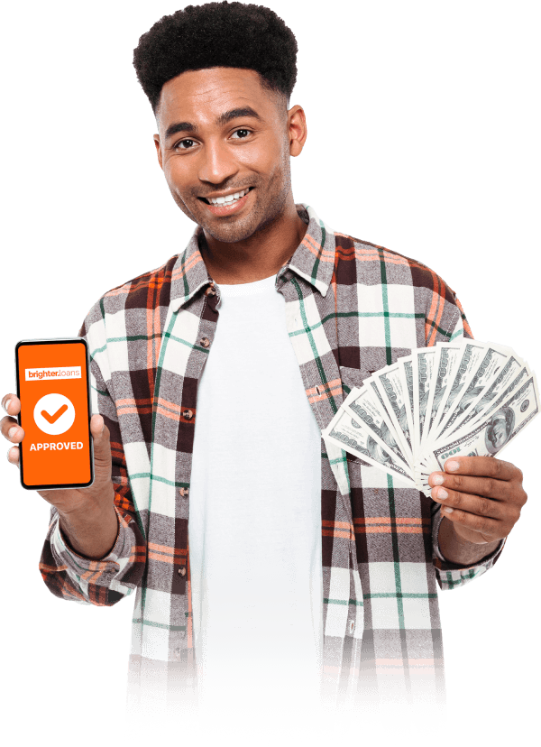 Man holding cash and smartphone